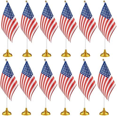 Amazon.com: 12 Pack Patriotic Mini American Flags with Stands for 4th of July, Party Essentials (... | Amazon (US)
