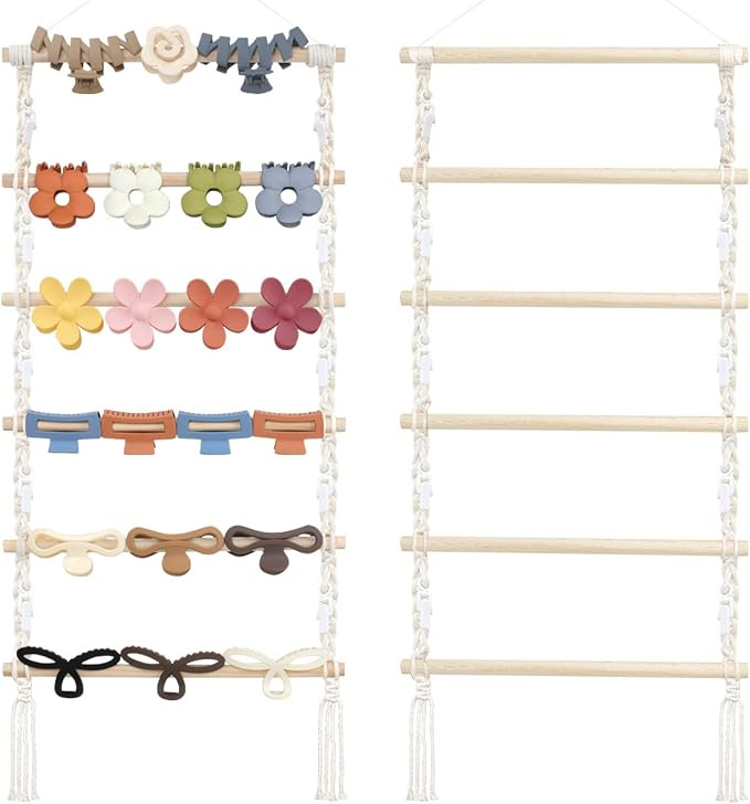 SNOWSTAR Macrame Hair Claw Clip Organizer,Hanging Hair Clip Holder and Storage for Women Girls,Cl... | Amazon (US)