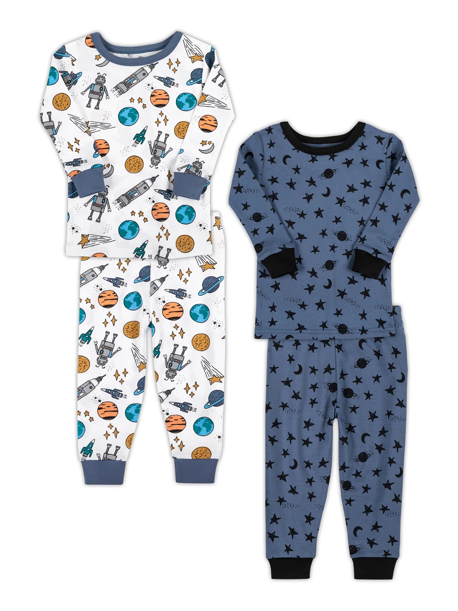 Little Star Organic Baby & Toddler Boy 4 Pc Long Sleeve & Long Pant Pajamas, Size 9 Months - 5T | Walmart (US)