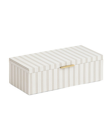 6X13X4 Striped Print Linen Wrapped Box | TJ Maxx