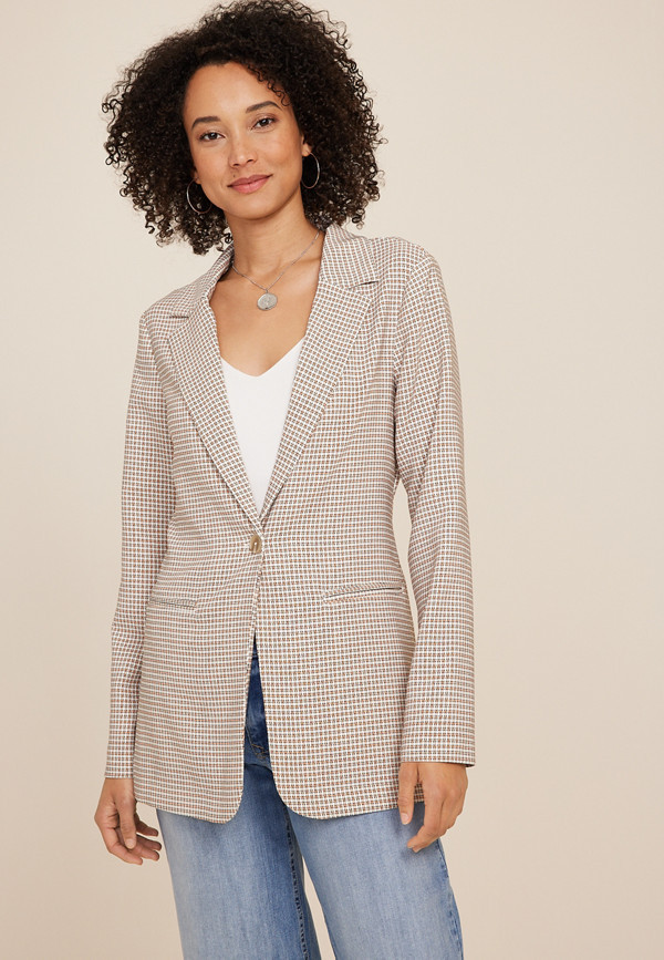 Plaid Boyfriend Blazer | Maurices