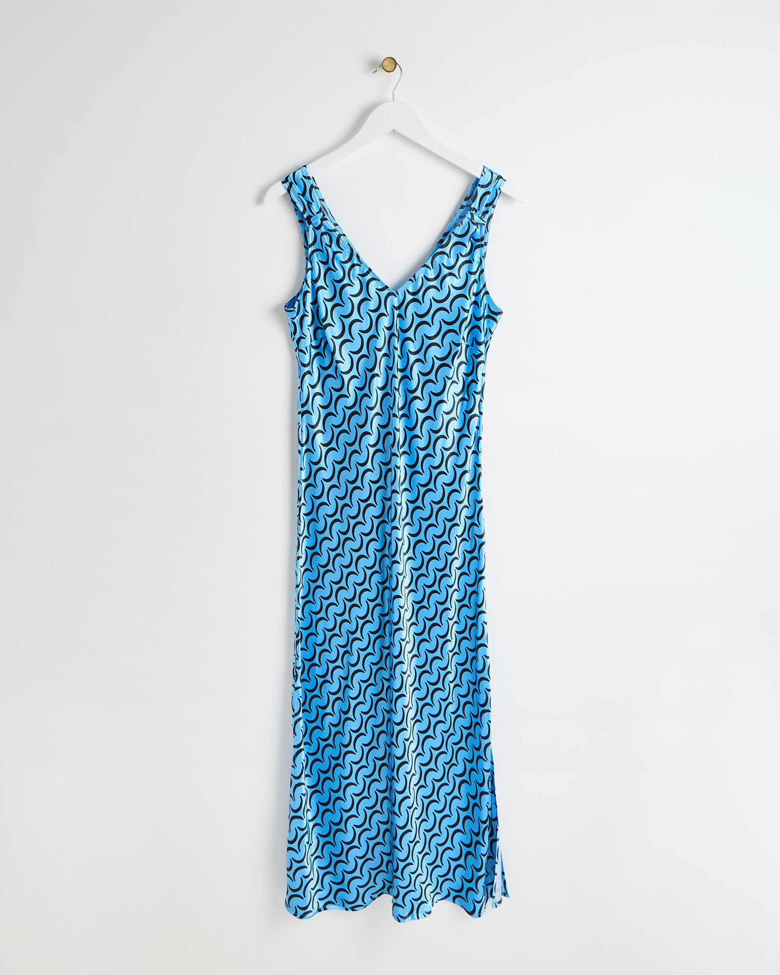 Blue Crescent Print V-Neck Slip Dress | Oliver Bonas | Oliver Bonas (Global)