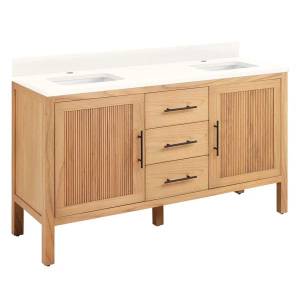 Ayanna 61'' Free Standing Double Bathroom Vanity with Quartz Top | Wayfair North America