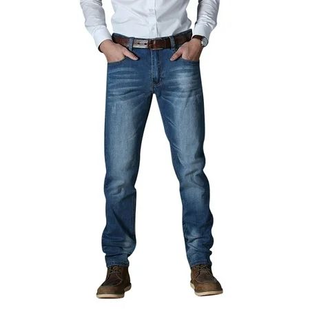 Avamo Mens Straight Fit Jeans Big & Tall Stretch Denim Pants High Waist Retro Washed Denim Jeans Lou | Walmart (US)