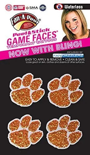 Clemson Tigers Glitter temporary face tattoos-Clemson bling face decals-4 pack (Glitter) | Amazon (US)