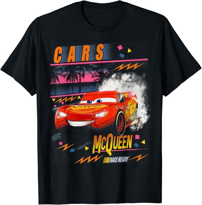 Disney Pixar Cars Lightning McQueen Palm Tree Sunset T-Shirt | Amazon (US)