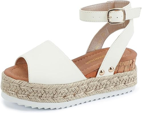 PANDANINJIA Girls Sandals Wedge Platform Espadrille Open Toe Summer Little Big Kid Flower Girl He... | Amazon (US)