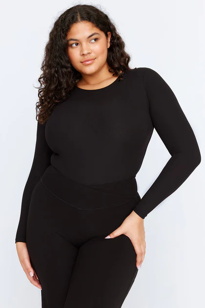 365 SCULPTING LOUNGE LONG SLEEVE BODYSUIT - SHADOW BLACK | TALA (UK)