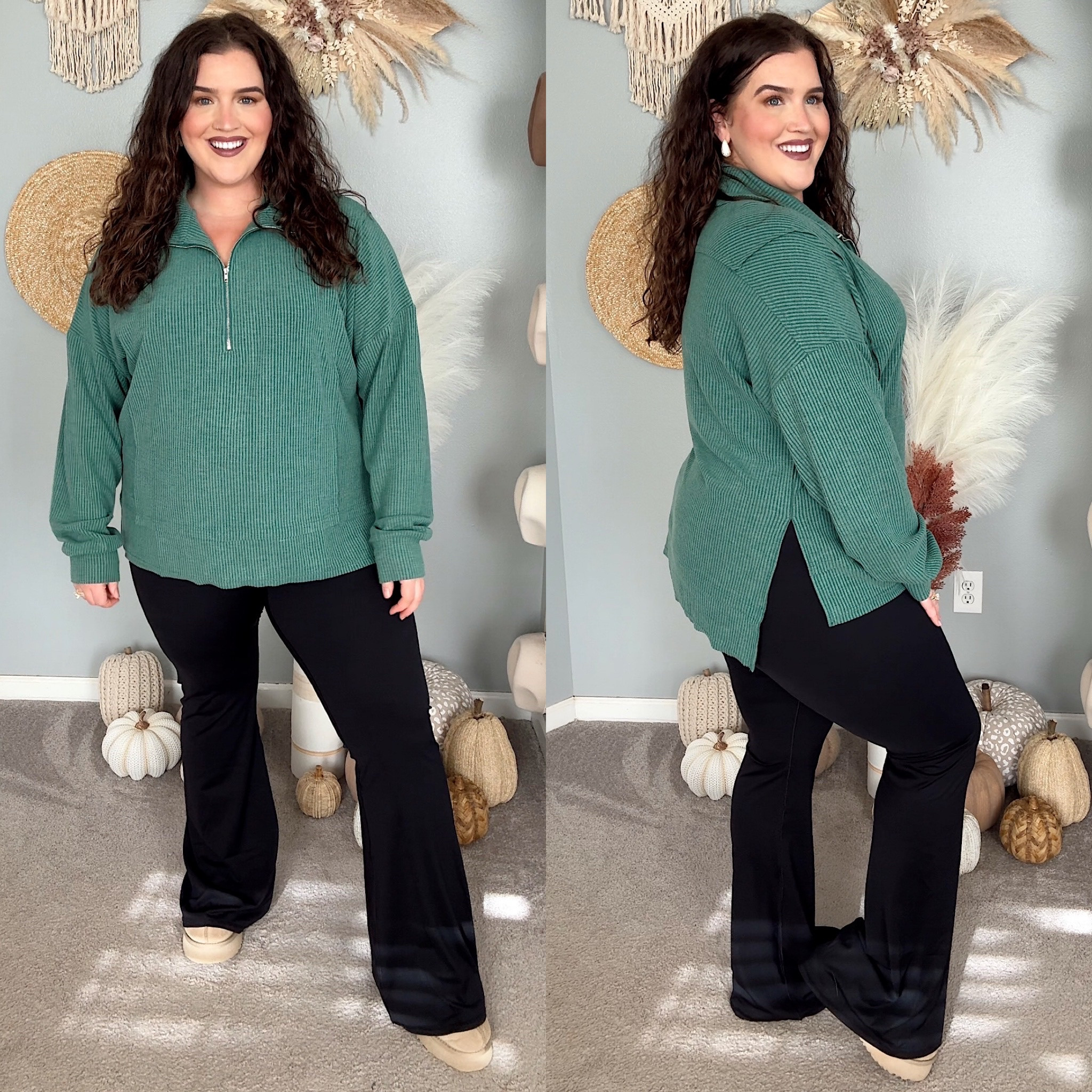 Pink Lily Holiday Collection 🎄 The perfect green zip up pullover sweater. The side slits made it even more curvy approved. Size XXL. Code “BEHRENDS” gets you 30% off this weekend only for their early Black Friday sale @pinklily #pinklilypartner

#LTKHoliday #LTKPlusSize #LTKSaleAlert