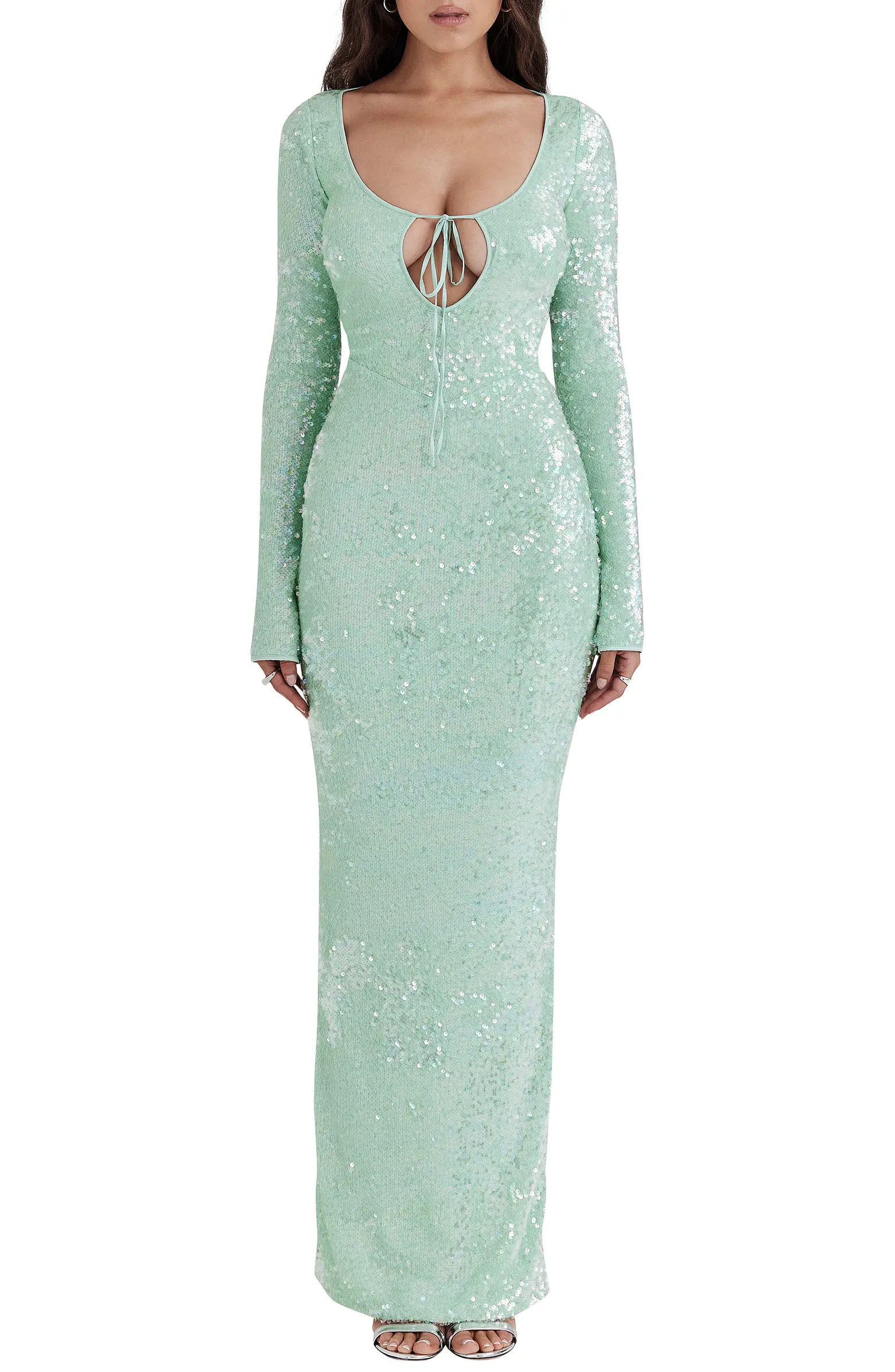 HOUSE OF CB Titania Sequin Long Sleeve Gown | Nordstrom | Nordstrom