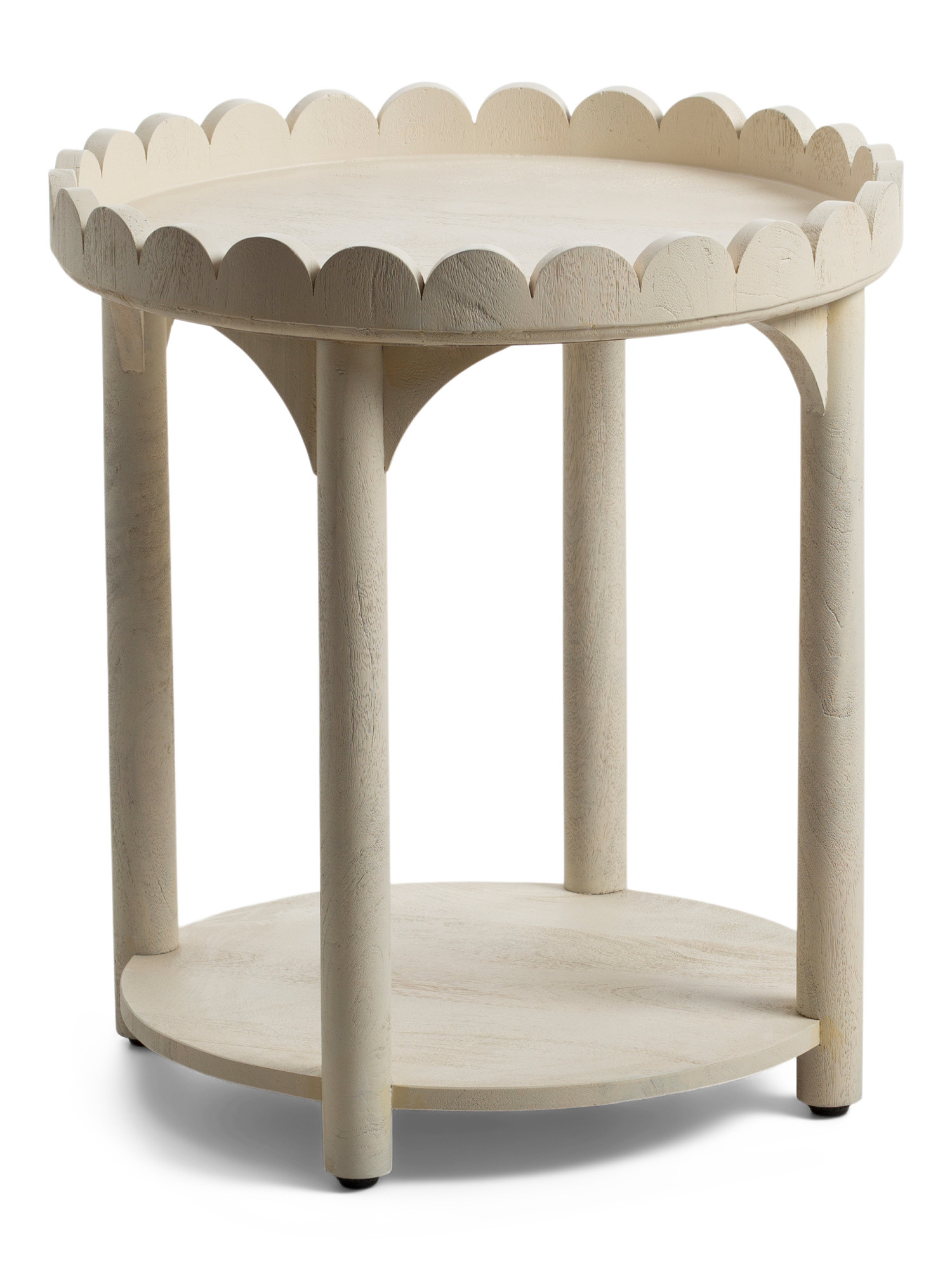 22x20 Solid Wood Round Scalloped Table With Shelf | Furniture & Lighting | Marshalls | Marshalls