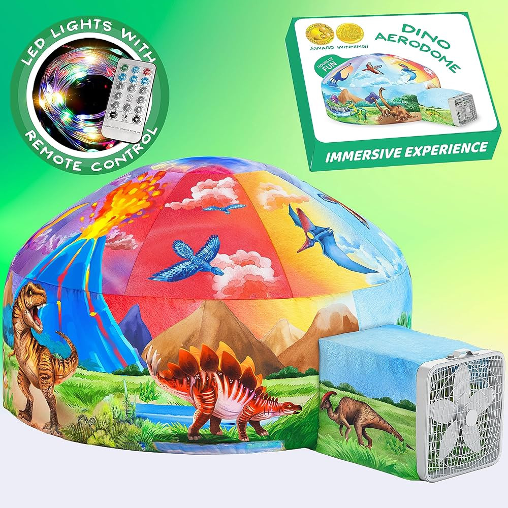 W&O Dino Aerodome with LED Lights - Air Tent Fort - Inflatable Play Tent for Kids - Dinosaur Tent... | Amazon (US)