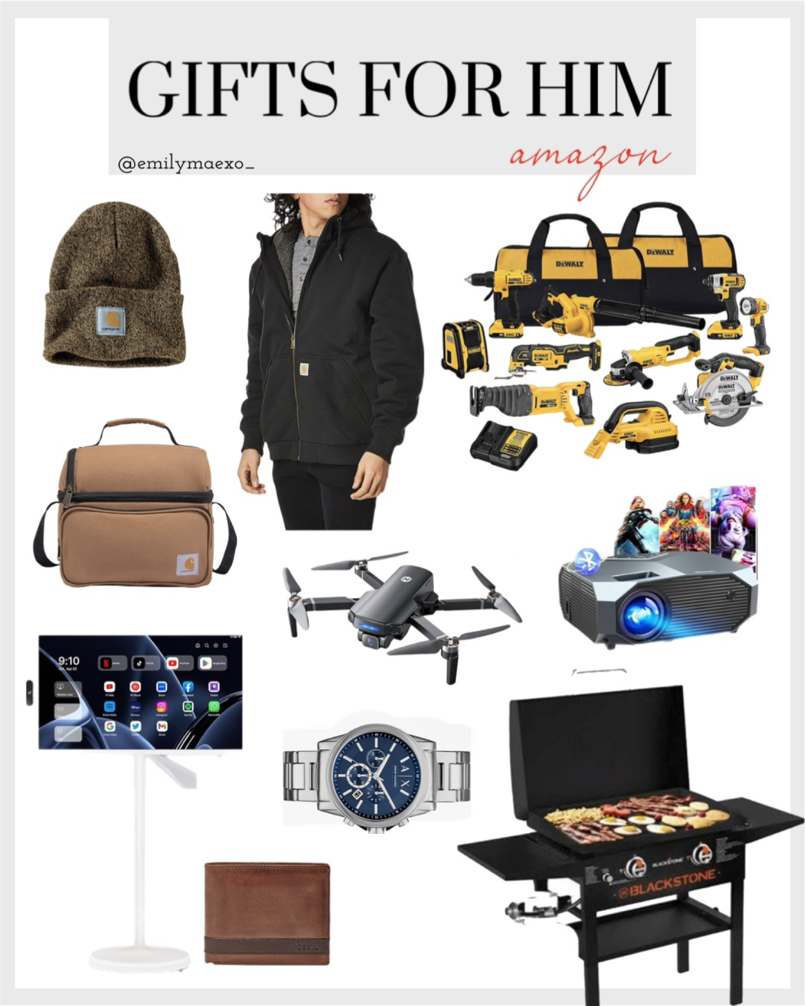 Best selling gifts for him, all available on Amazon for fast shipping, gifts for guys, gifts for boyfriend, gifts for fiancé, gifts for husband, gifts for dad, gifts for brother, gifts for uncle, carhartt, blackstone, portable tv, drone, tool set on sale, men’s watch, men’s wallet 

#LTKmens #LTKGiftGuide #LTKfindsunder100