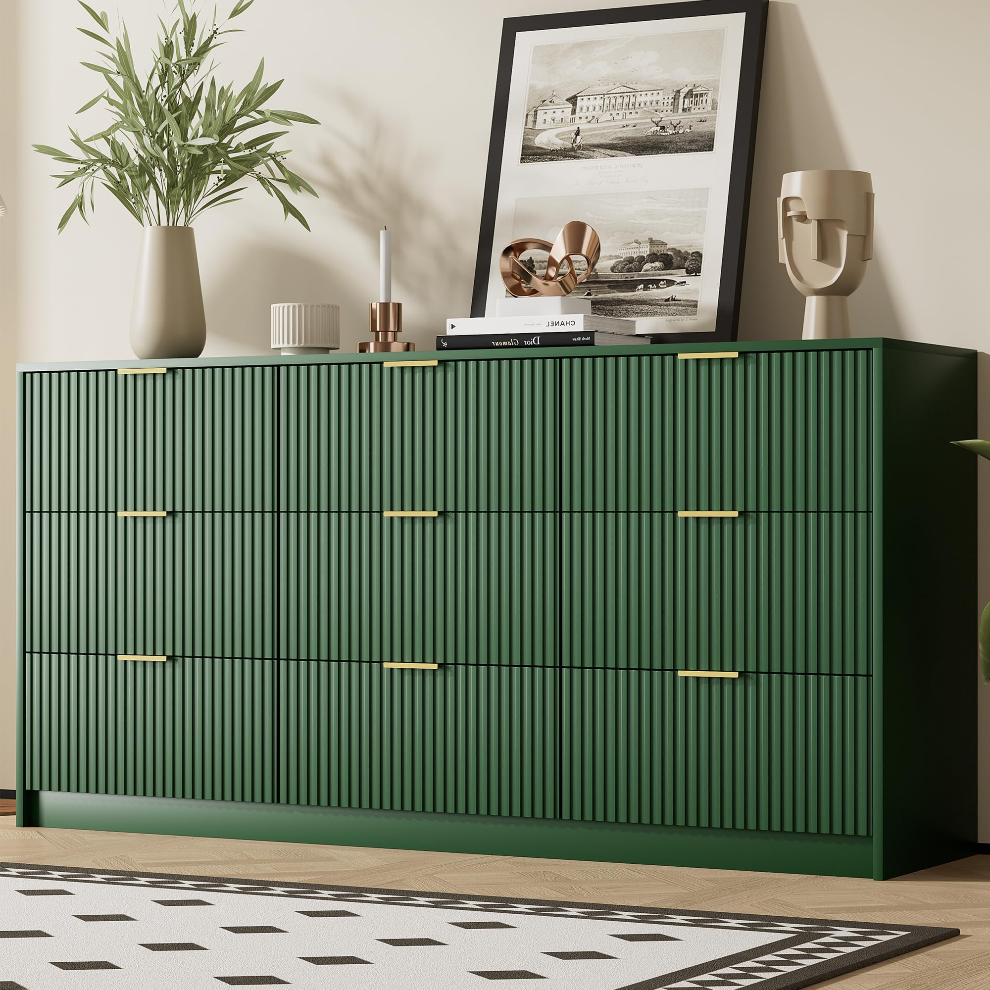 Beige Dresser for Bedroom, Modern Dresser with 9 Drawers and Smooth Slides, Wide Chest of Drawers... | Amazon (US)