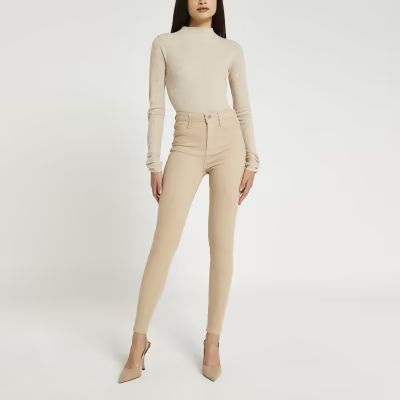 Beige high waisted skinny jeans | River Island (UK & IE)