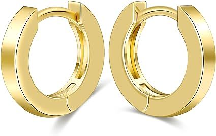 micuco Small Gold Hoop Earrings for Women 14K Gold Plated Huggie Hoop Earrings | Amazon (US)