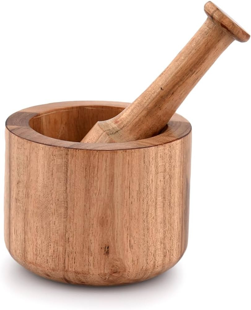 Samhita Acacia Wood Mortar and Pestle for Garlic Pepper Herb Crusher Kitchen Utensils Birthday Ho... | Amazon (US)