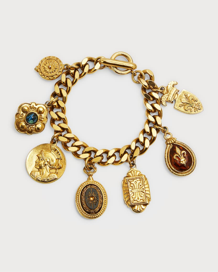 Ben-Amun 24k Gold Plated Multicolor Chain Bracelet | Neiman Marcus