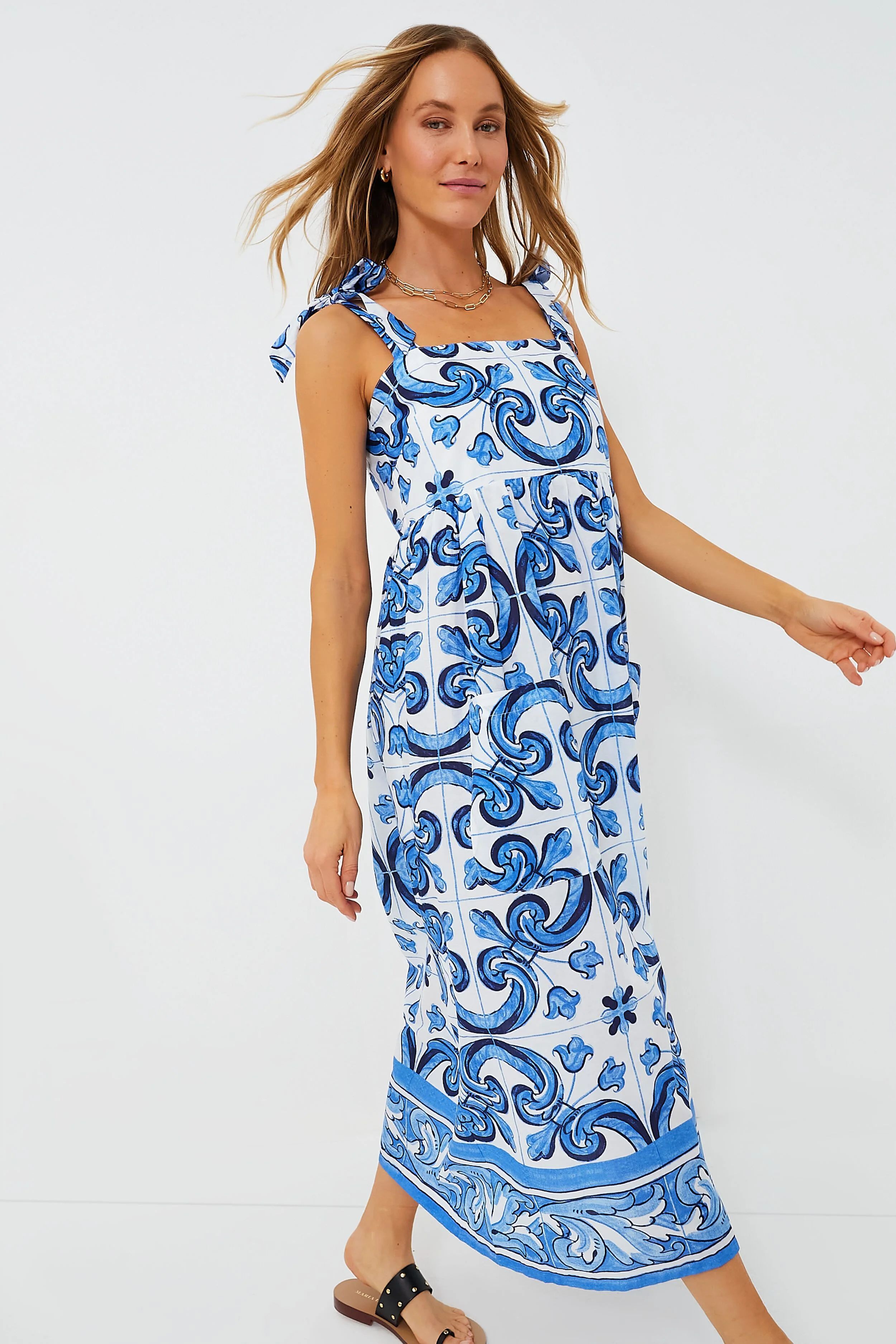 Majolica Tile Tie Shoulder Tilly Caftan | Tuckernuck (US)