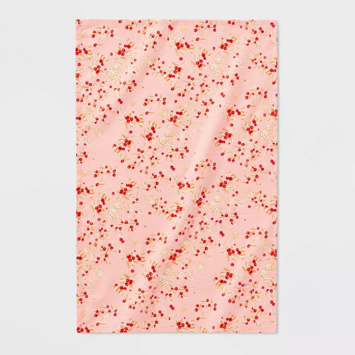 Cotton Winter Berries Kitchen Towel Pink - Threshold™ | Target