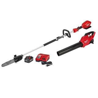 Milwaukee M18 FUEL 18-Volt Lithium-Ion Brushless Cordless 10 in. Pole Saw, Blower Combo Kit w/Cha... | The Home Depot