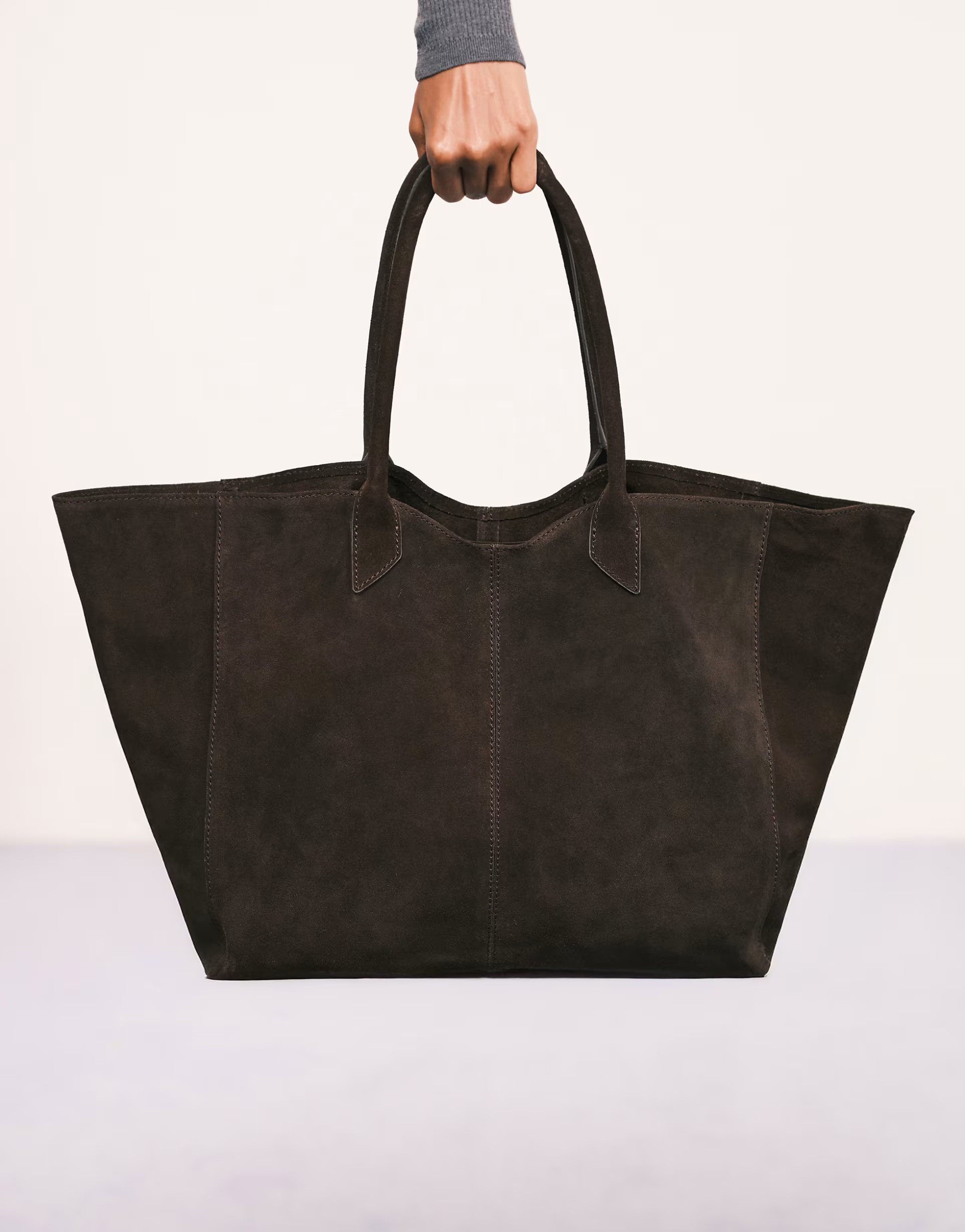 ASOS DESIGN Premium suede bonded tote bag in chocolate | ASOS (Global)