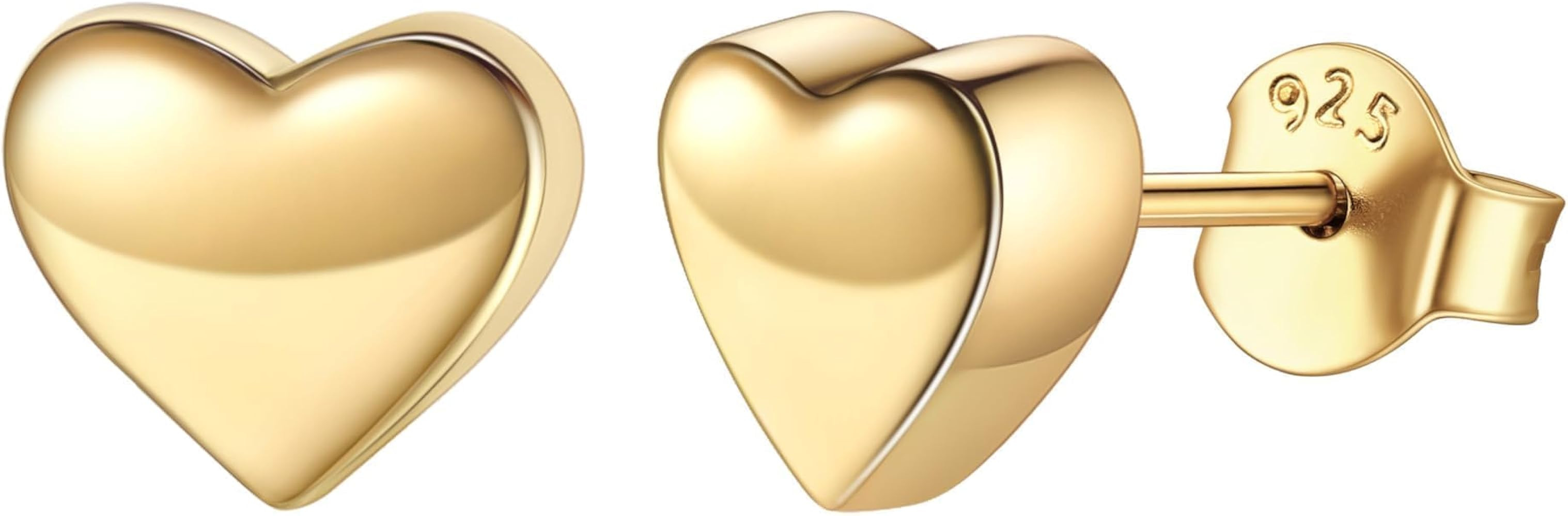 ChicSilver 925 Sterling Silver Stud Earrings Hypoallergenic, Dainty Simple Heart/Star/Moon/Lightn... | Amazon (US)