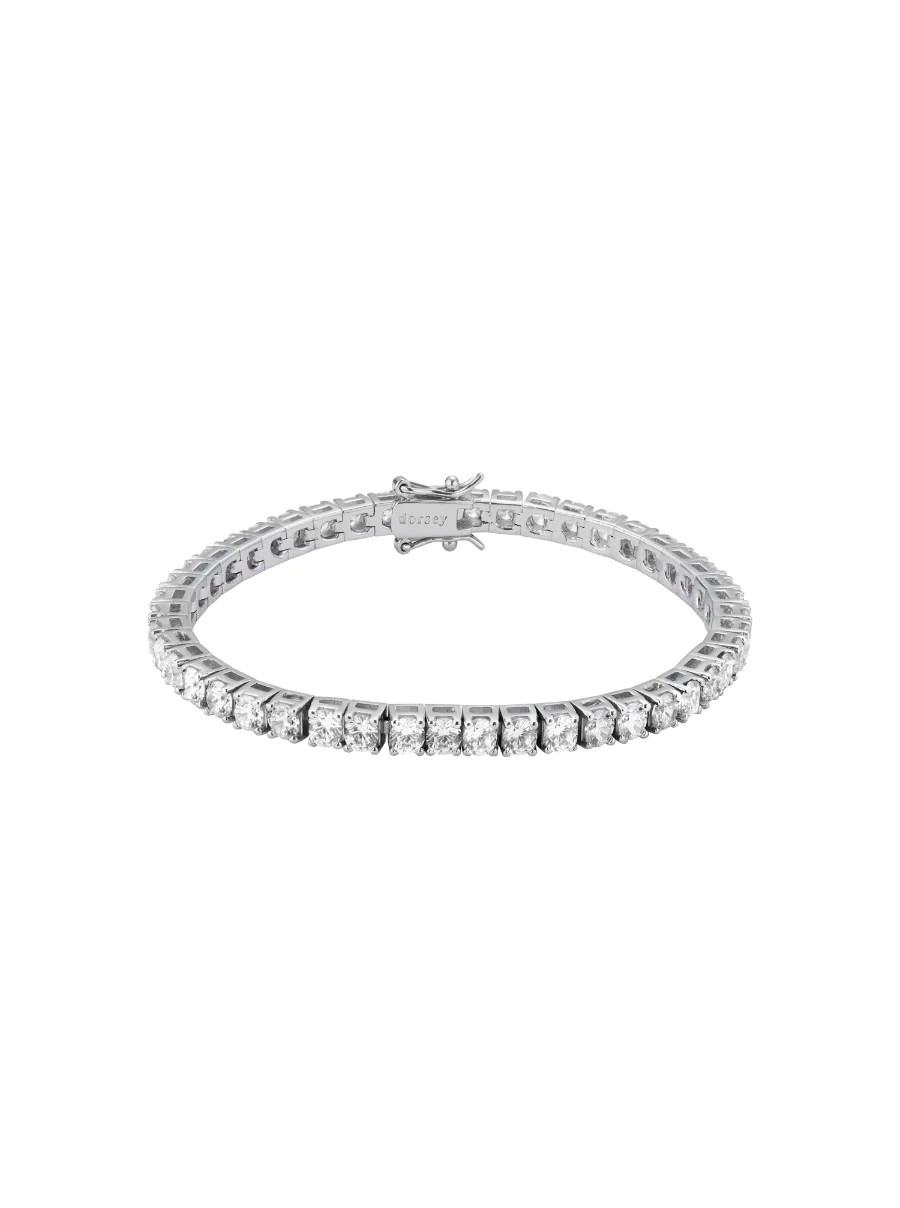 KATE 3.75MM ROUND CUT, LAB WHITE SAPPHIRE SILVER RIVIÈRE BRACELET | Dorsey
