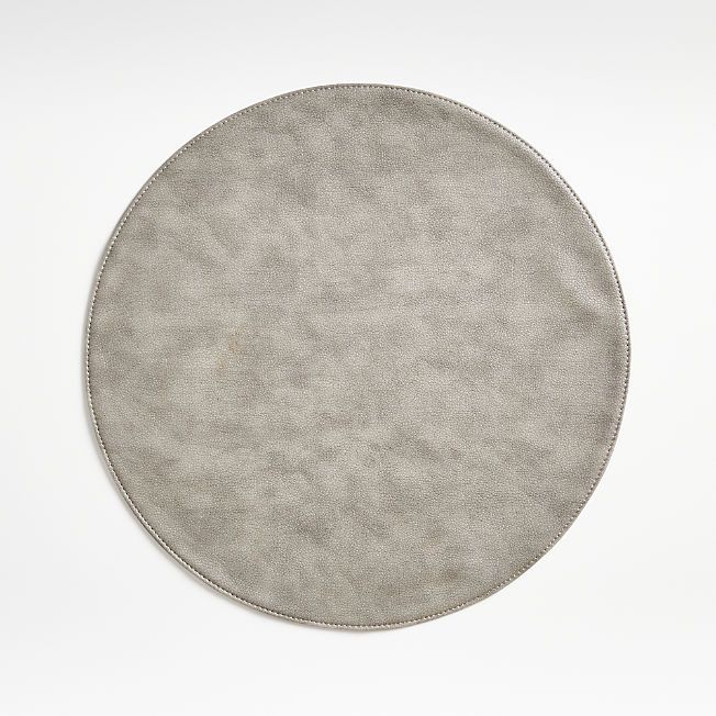 Maxwell Grey Easy-Clean Vinyl Round Placemat + Reviews | Crate & Barrel | Crate & Barrel