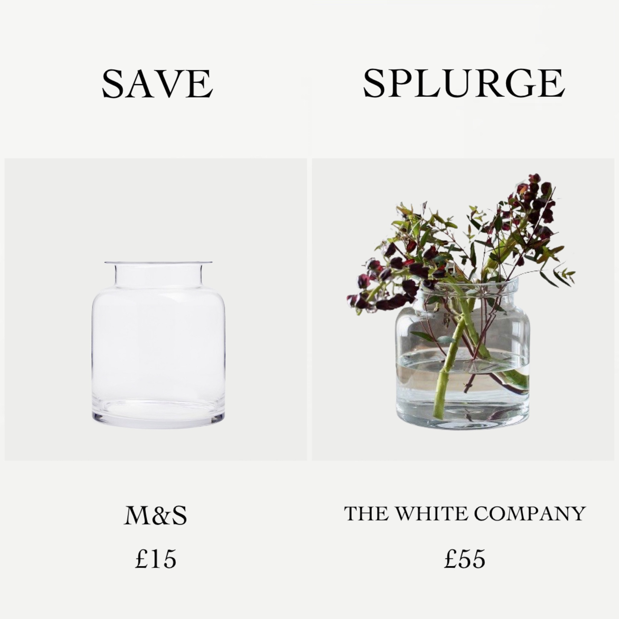 The Hurricane Vase 🌷🕯

I love the shape of these vases, and the simple lip detailing on both 🤍

Admittedly the lip detailing on the M&S version is slightly different compared to The White Company, but the size of both of these is fab (M&S 20cm x 19cm, TWC 20cm x 20cm), and perfect for real or faux flower arranging, or for use as a hurricane lantern with a small pillar candle inside! 🌿💐🕯

The White Company version is a much more unique shape, and is mouth-blown in Poland from lead-free crystal glass which is reflected in the price 🤍

Get the look for less with this vase from M&S, or invest in this quality version from The White Company if you’re able to splurge ✨

#LTKhome #LTKGiftGuide #LTKfindsunder50