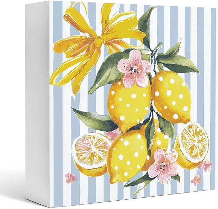 Coquette Lemon Wood Box Sign, Summer Home Decors, Lemon Wood Box Sign For Home Kitchen Office She... | Amazon (US)
