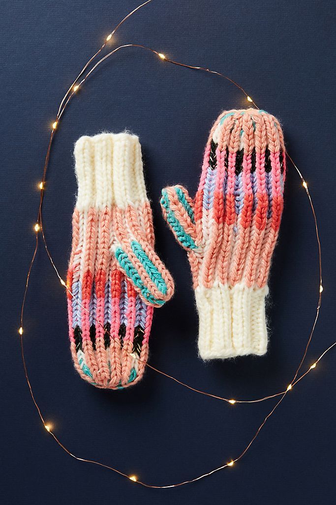 Painterly Cable-Knit Mittens | Anthropologie (US)