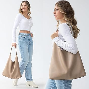 Hobo Bags for Women Soft Vegan Leather Shoulder Handbag Slouchy Tote Purses | Amazon (CA)