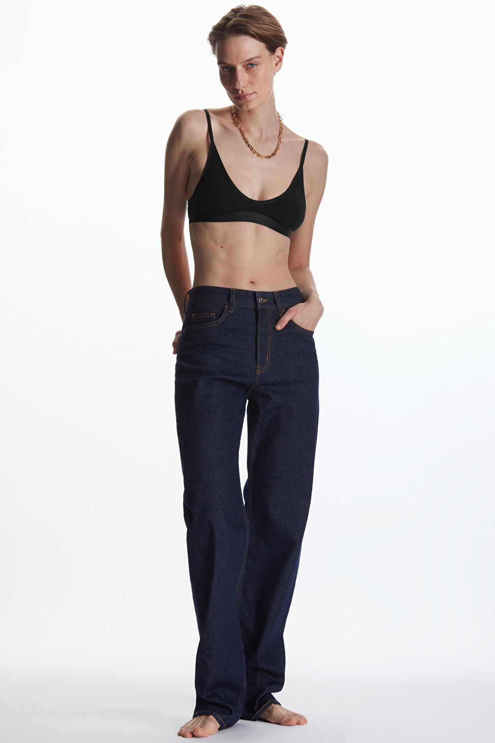 RIBBED TRIANGLE BRA - Black - COS | COS (US)