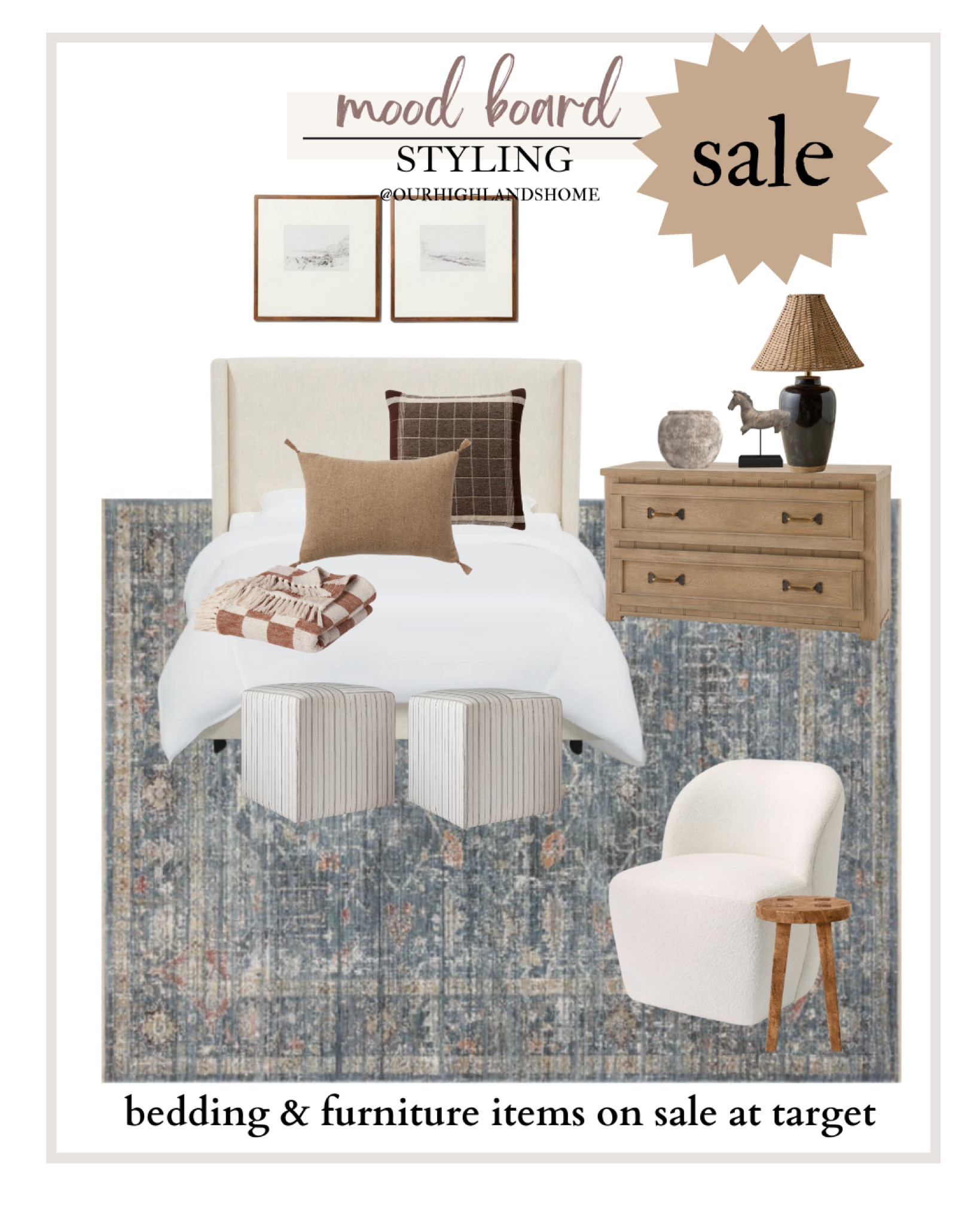 target bedroom mood board styling featuring sale items: bedding and furniture 

#LTKhome #LTKsalealert #LTKfindsunder100