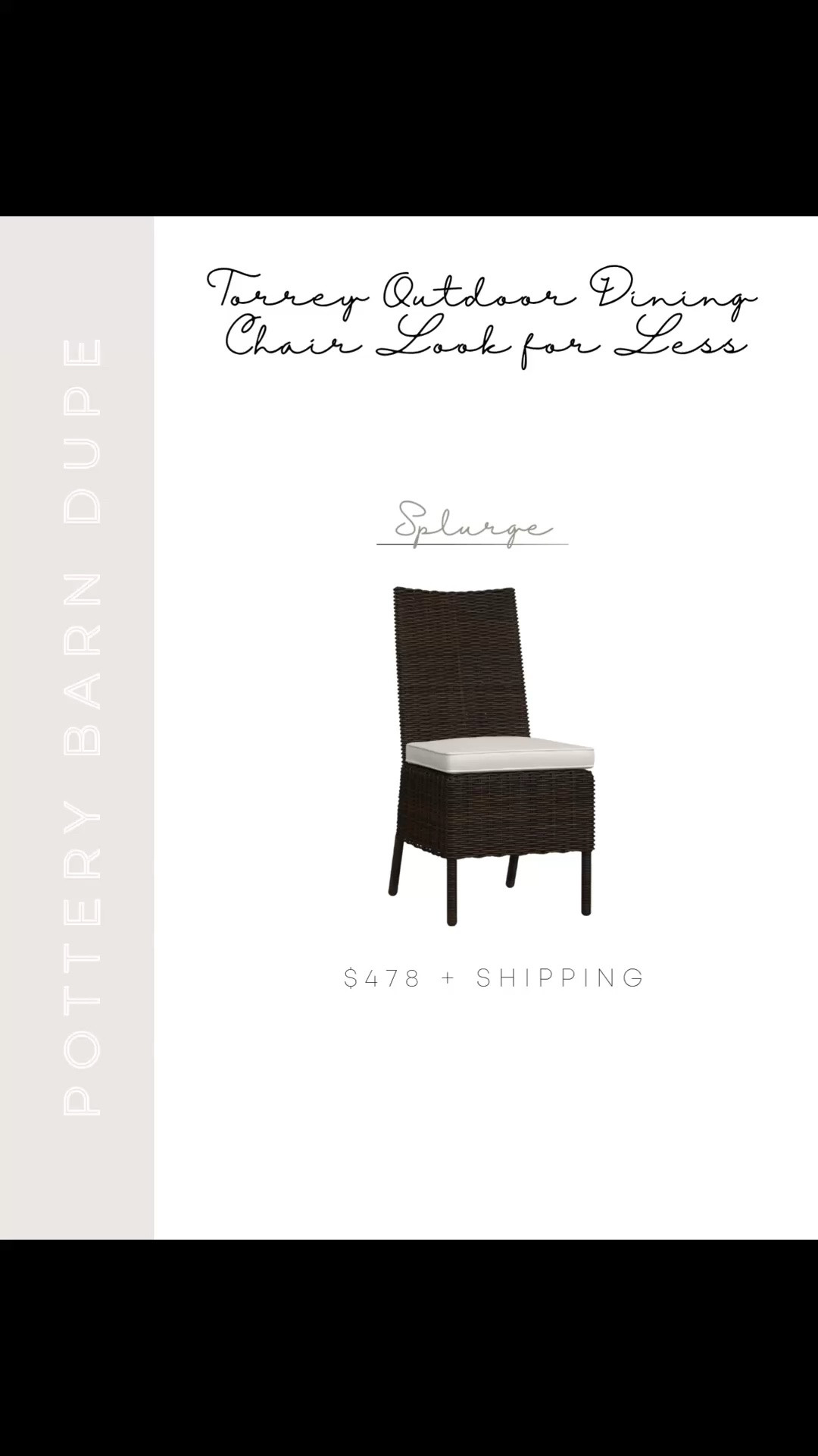 If you love the look of the Pottery Barn Torrey outdoor dining chair but not the price tag, these are the best look-for-less options I’ve found. Same classic dark wicker weave and crisp white cushion, just way more budget friendly 🤍 And with Memorial Day sales coming up this is the perfect time to refresh your outdoor dining space. Linking my favorites here so you can easily compare.

#LTKSaleAlert #LTKHome