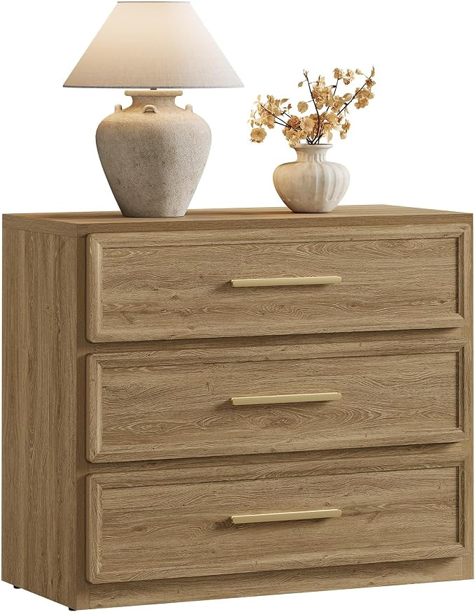 SICOTAS Night Stand Oversized Extra Large Nightstand Tall Bedside Side Table with 3 Drawers with ... | Amazon (US)