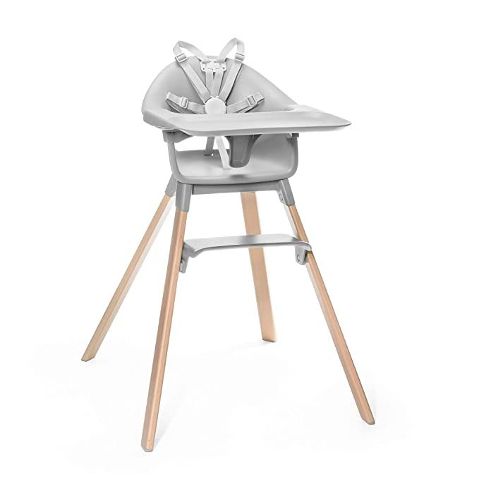 Amazon.com : Stokke Clikk High Chair, Cloud Grey - All-in-One High Chair with Tray + Harness - Li... | Amazon (US)