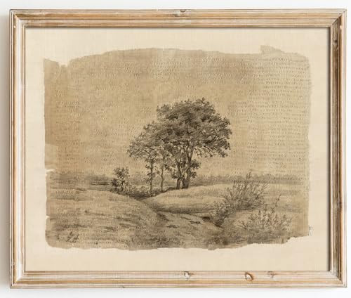 Kizbok Neutral Wall Art Decor Vintage Tree Sketch Canvas Prints Rustic Neutral Brown Tones Nature Drawing Oil Painting, Moody Antique Landscape Art Pictures for Bedroom, Farmhouse Wall Decor for Bathroom Home(8" x 10"-UNFRAMED) | Amazon (US)
