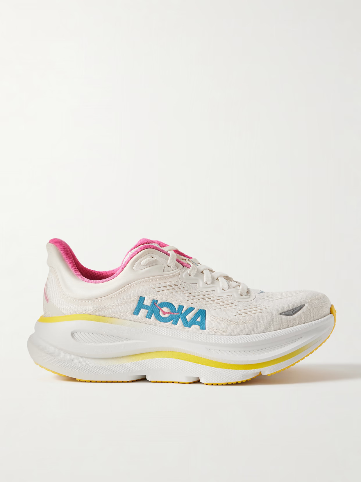 Hoka - Bondi 9 Rubber-trimmed Mesh Sneakers - Off-white | NET-A-PORTER (US)