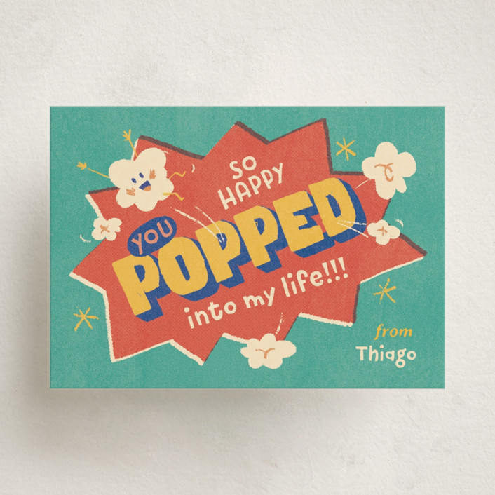 "Happy pop" - Customizable Classroom Valentine's Cards in Green by Leia Matt. | Minted