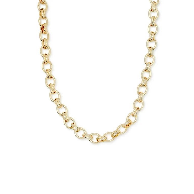 Scoop Womens Women's 14KT Gold Flash-Plated Oval Link Necklace - Walmart.com | Walmart (US)