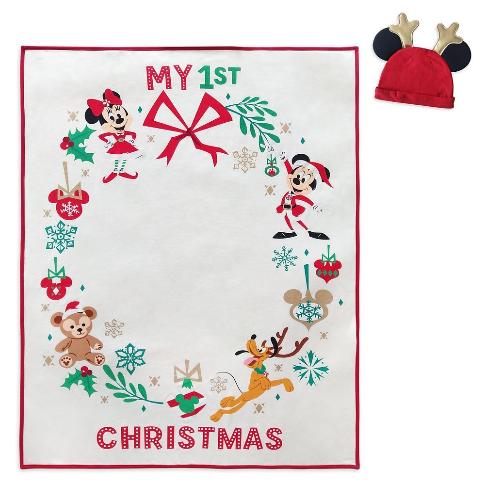 Mickey and Minnie Mouse ''My First Christmas'' Blanket and Hat Set | Disney Store