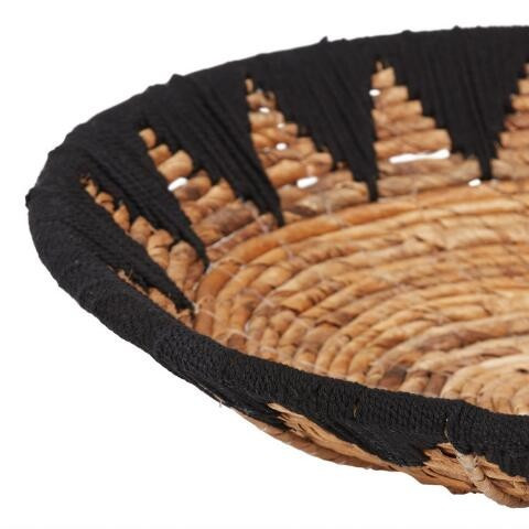 Black And Natural Banana Bark Sun Woven Disc Wall Decor | World Market