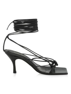 Andrea Wazen Mandaloun Leather Wraparound Sandals on SALE | Saks OFF 5TH | Saks Fifth Avenue OFF 5TH
