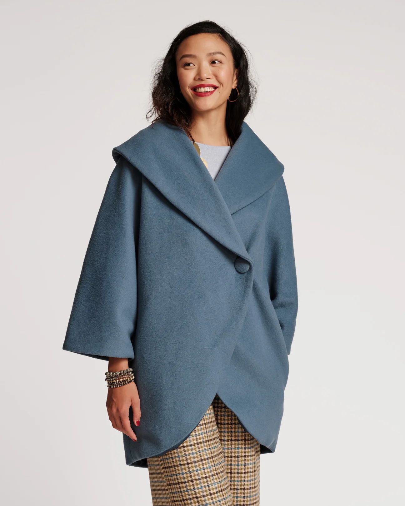 Cocoon Wool Coat Blue | Frances Valentine