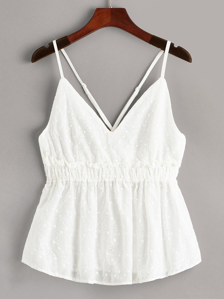 Top à fines brides avec lacets croisé au dos et plis | SHEIN