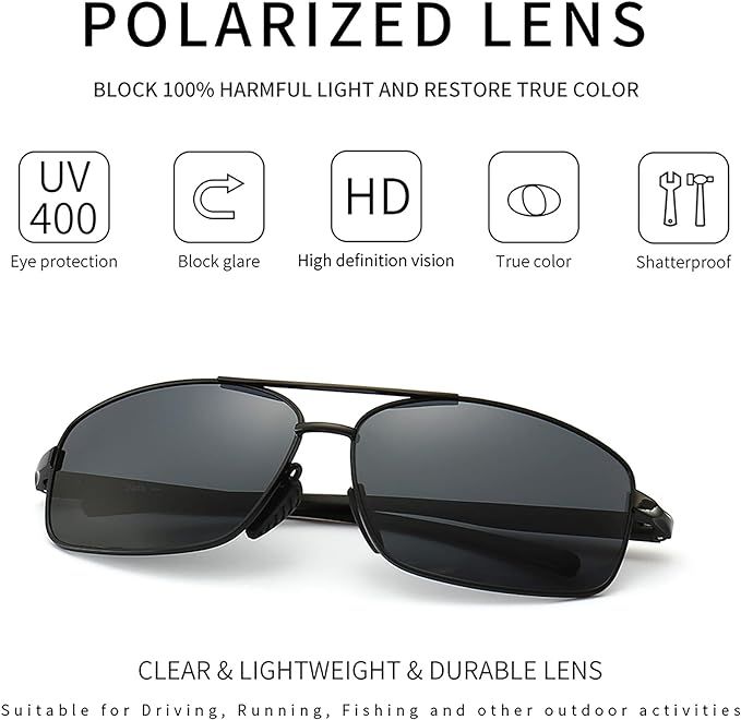 SUNGAIT Ultra Lightweight Rectangular Polarized Sunglasses UV400 Protection | Amazon (US)