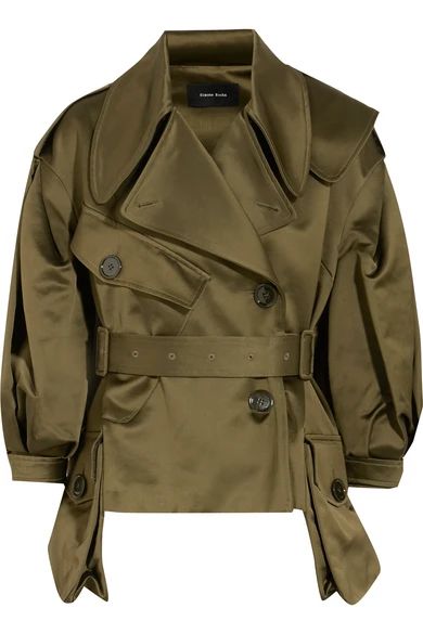 Simone Rocha - Cotton-blend Sateen Jacket - Army green | NET-A-PORTER (UK & EU)