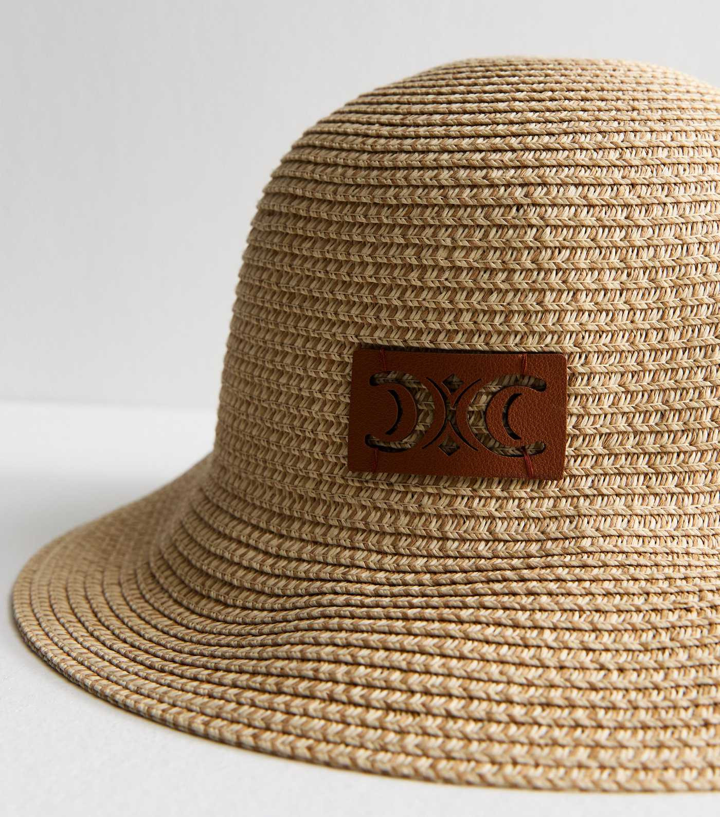 Brown Faux Leather Patch Straw Effect Bucket Hat | New Look | New Look (UK)